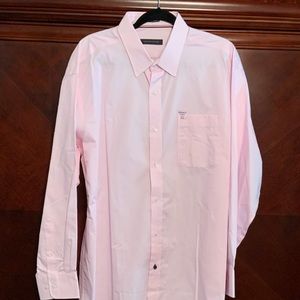 TOMMY HILFIGER SIZE XL 17 1/2 34/35 PINK/WHITE PINSTRIPES DRESS SHIRT